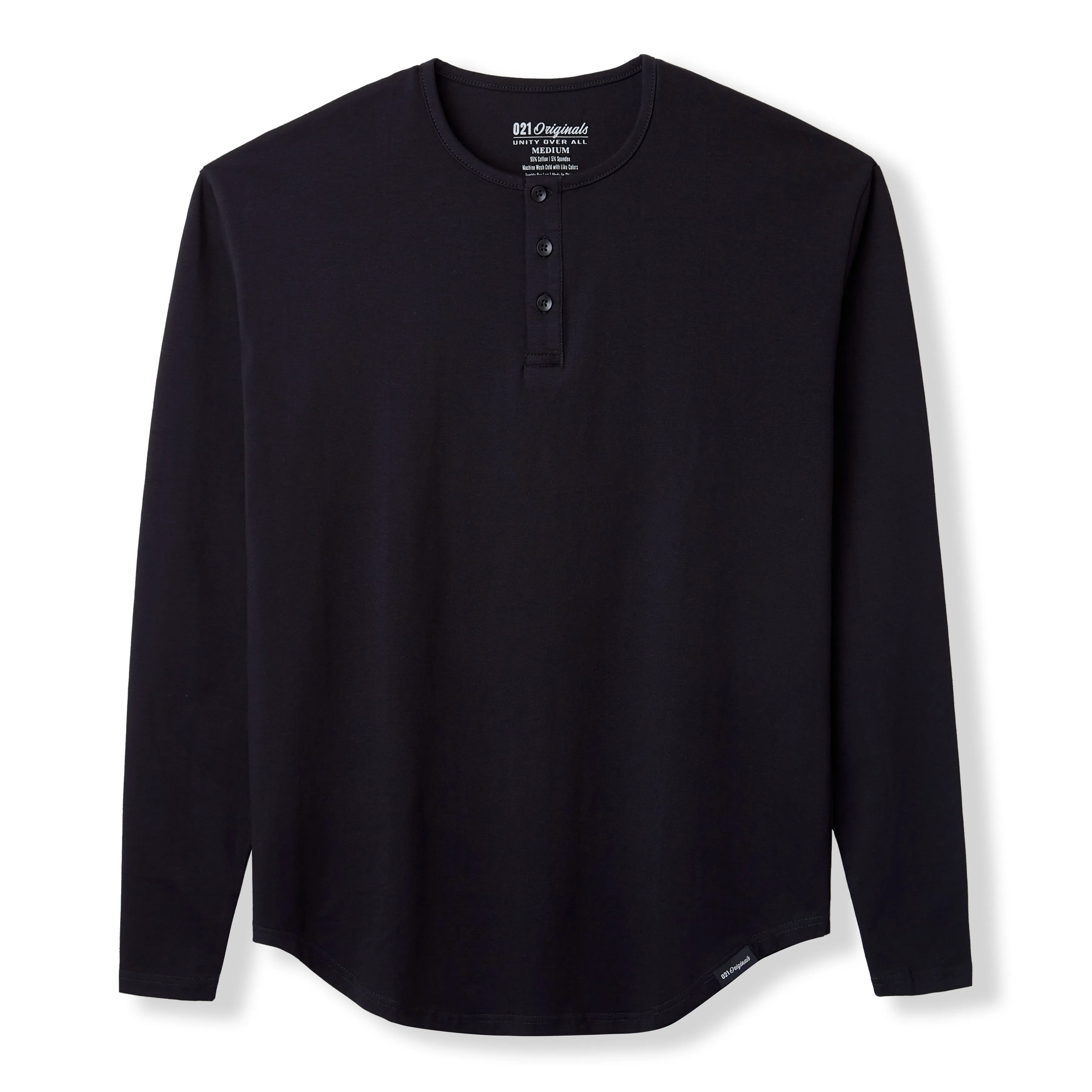 021 ESSENTIAL DROP-CUT LONG SLEEVE HENLEY - BLACK