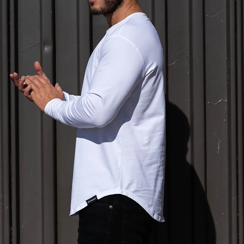 021 ESSENTIAL DROP-CUT LONG SLEEVE HENLEY - WHITE