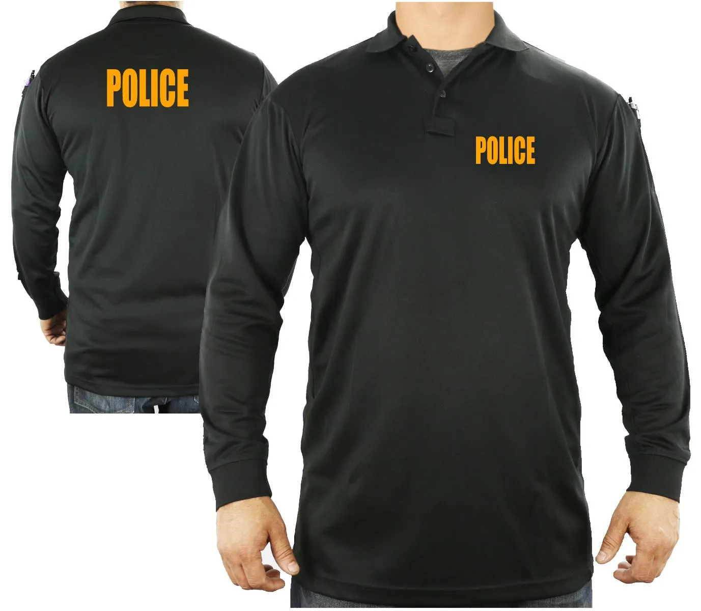 100% POLYESTER POLICE TACTICAL PERFORMANCE POLO LONG SLEEVE SHIRT