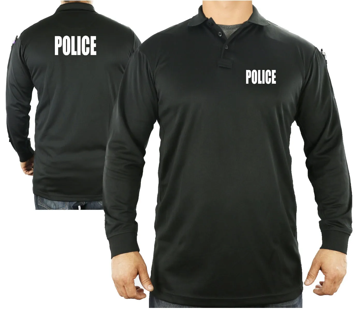 100% POLYESTER POLICE TACTICAL PERFORMANCE POLO LONG SLEEVE SHIRT