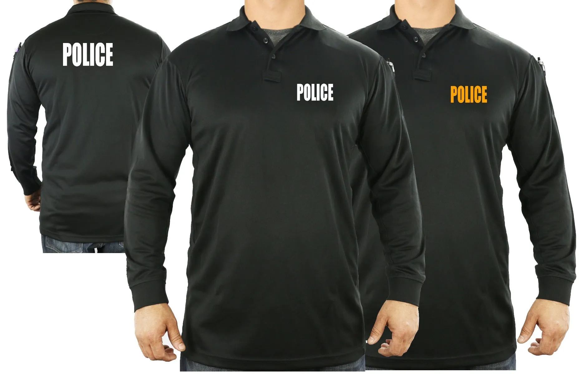 100% POLYESTER POLICE TACTICAL PERFORMANCE POLO LONG SLEEVE SHIRT