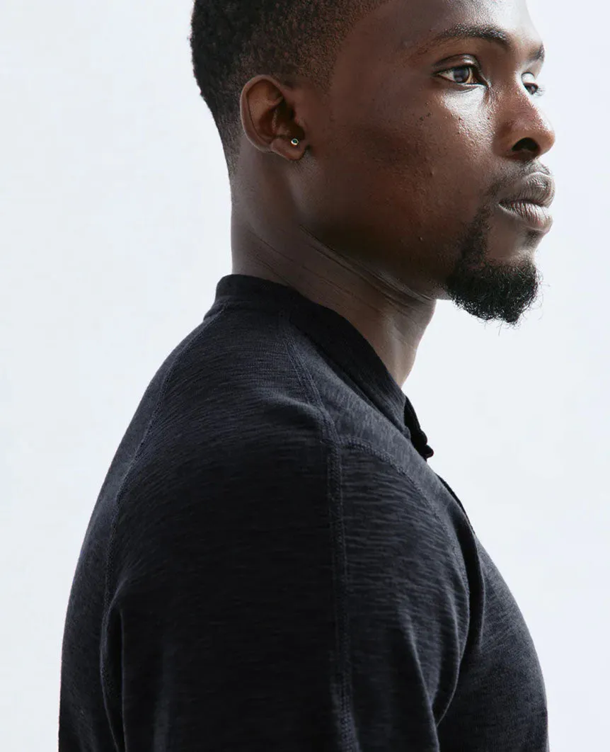 1X1 Slub Henley Black