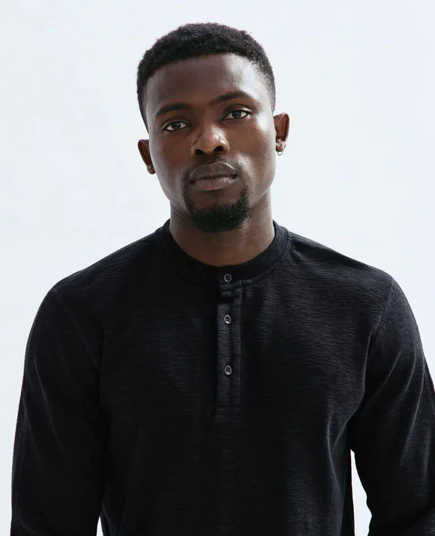 1X1 Slub Henley Black