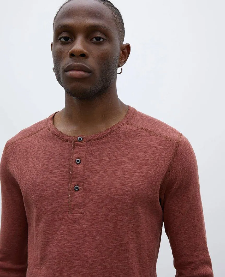 1x1 Slub Long Sleeve Henley Clay