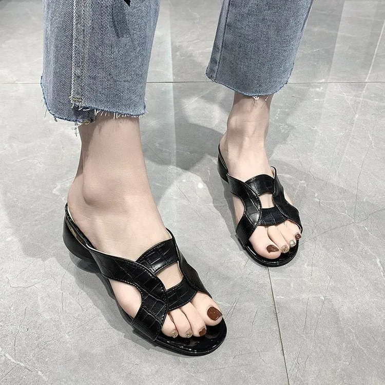2023 New Women Shoes Sexy Soft Leather Female Flipflop Slippers Summer Fashion Heels Slides Shoes for Comfortable Sandals Women
