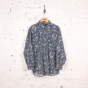90s Pattern Flannel Shirt - Blue - XL