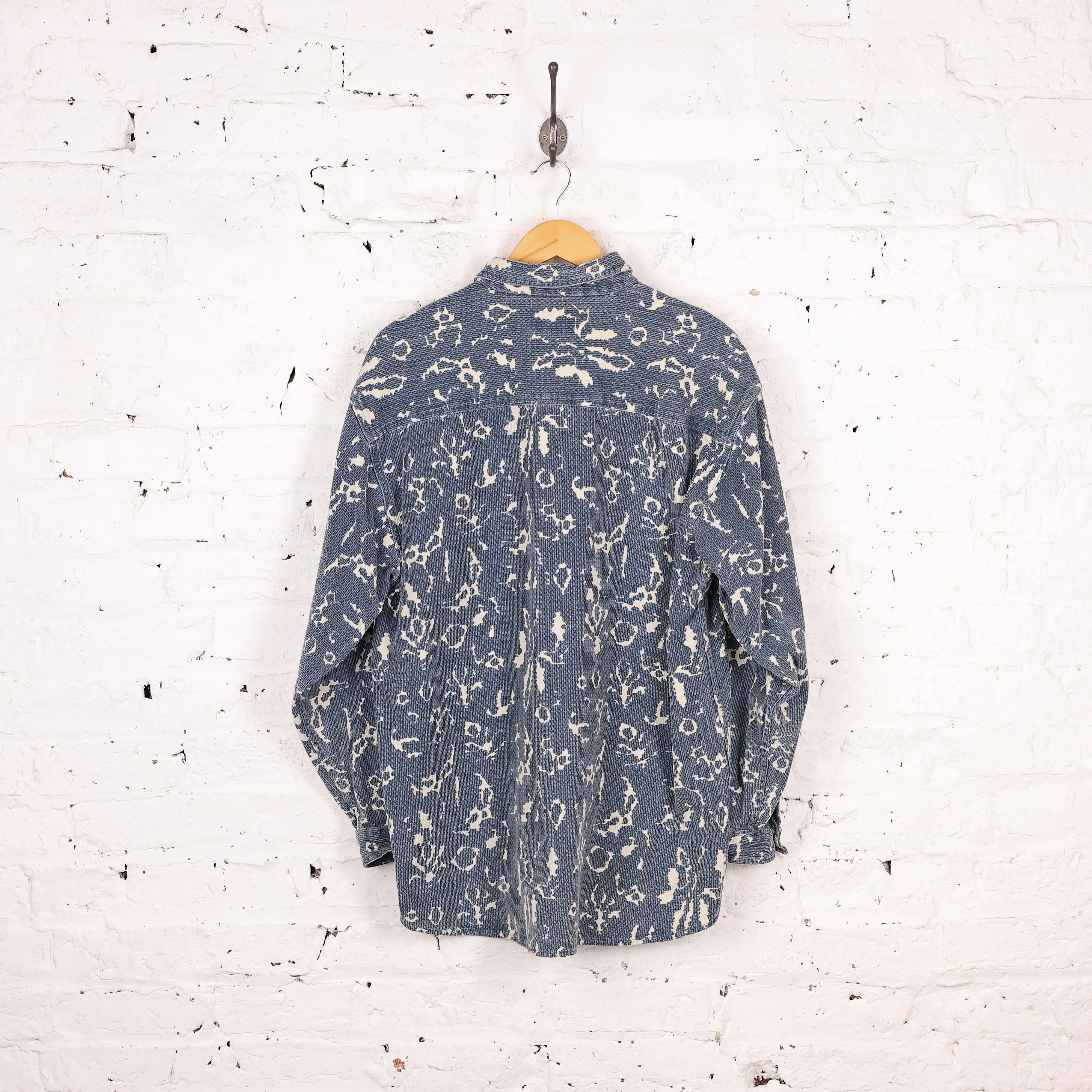 90s Pattern Flannel Shirt - Blue - XL