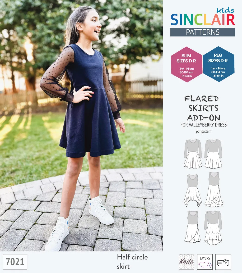 ADD-ON Flared skirts add-on pack for Valleyberry dress for children (PDF)