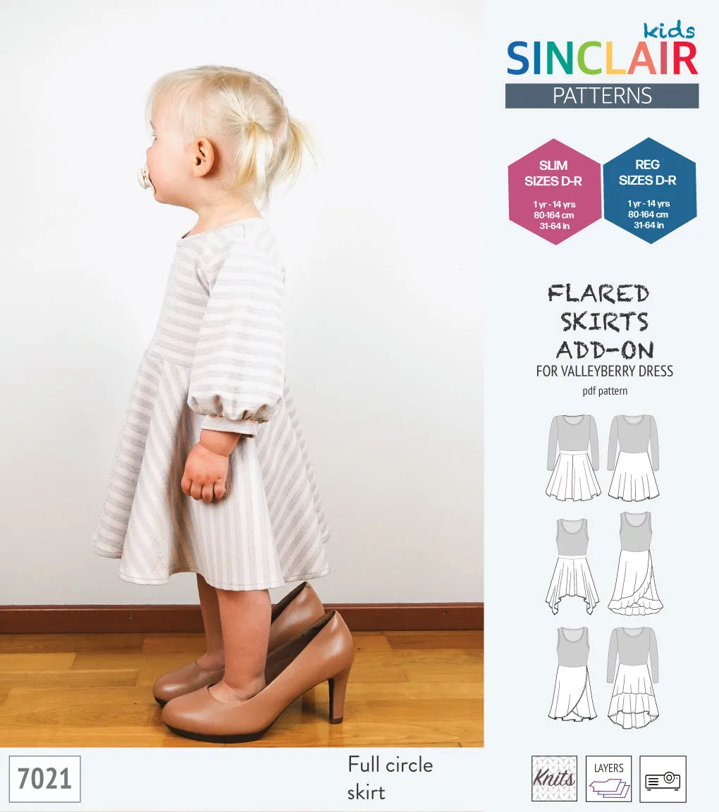 ADD-ON Flared skirts add-on pack for Valleyberry dress for children (PDF)