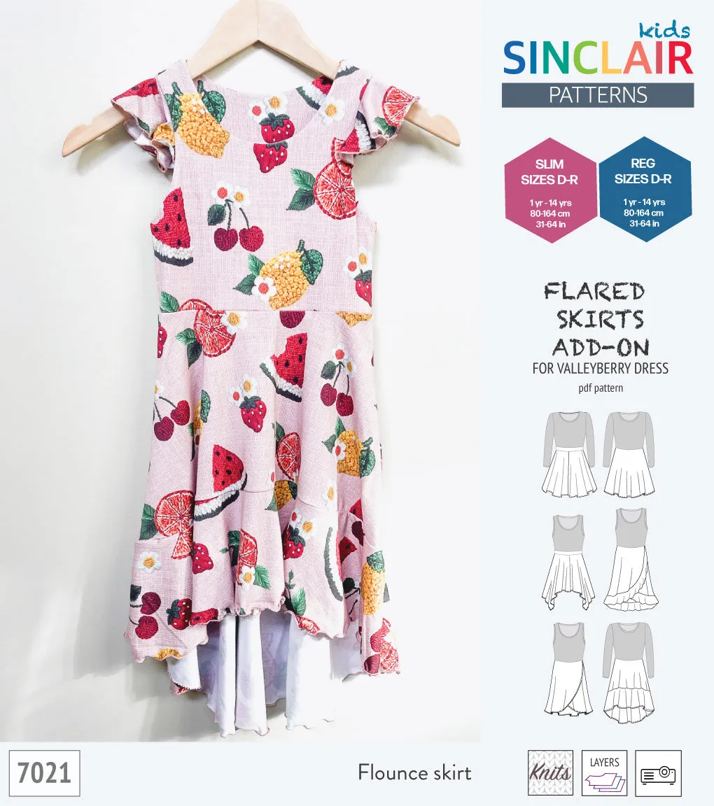 ADD-ON Flared skirts add-on pack for Valleyberry dress for children (PDF)
