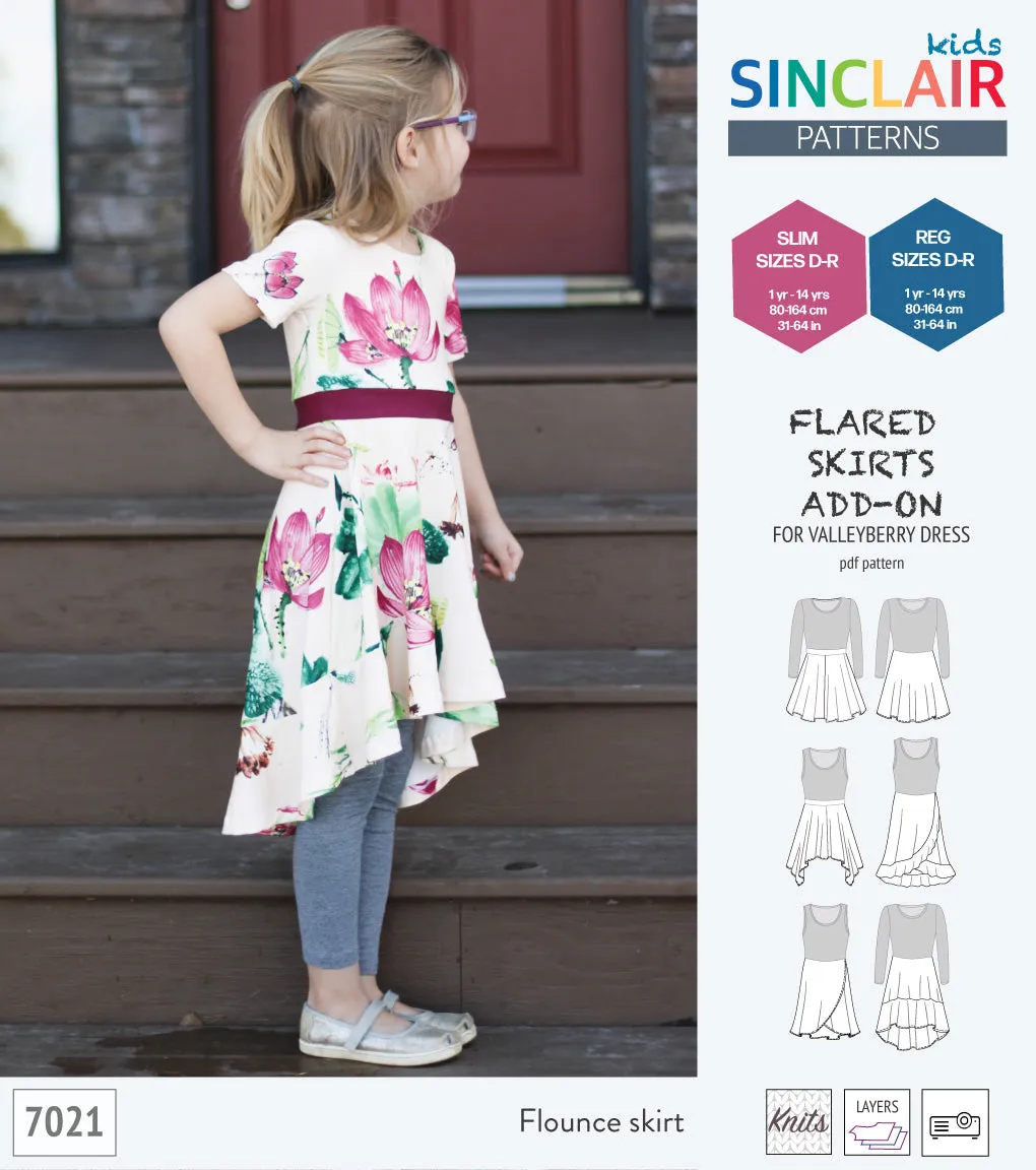 ADD-ON Flared skirts add-on pack for Valleyberry dress for children (PDF)