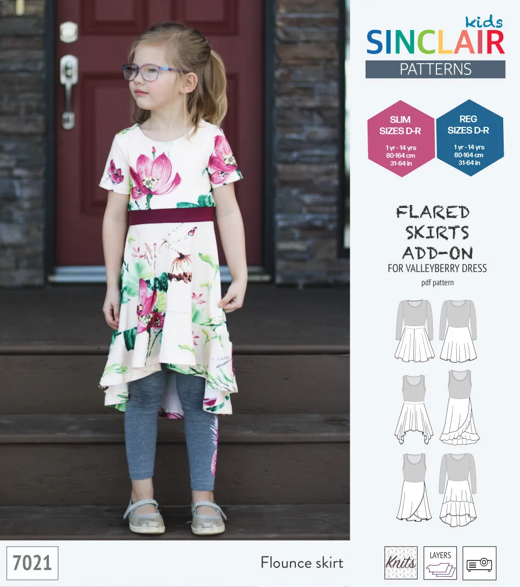 ADD-ON Flared skirts add-on pack for Valleyberry dress for children (PDF)