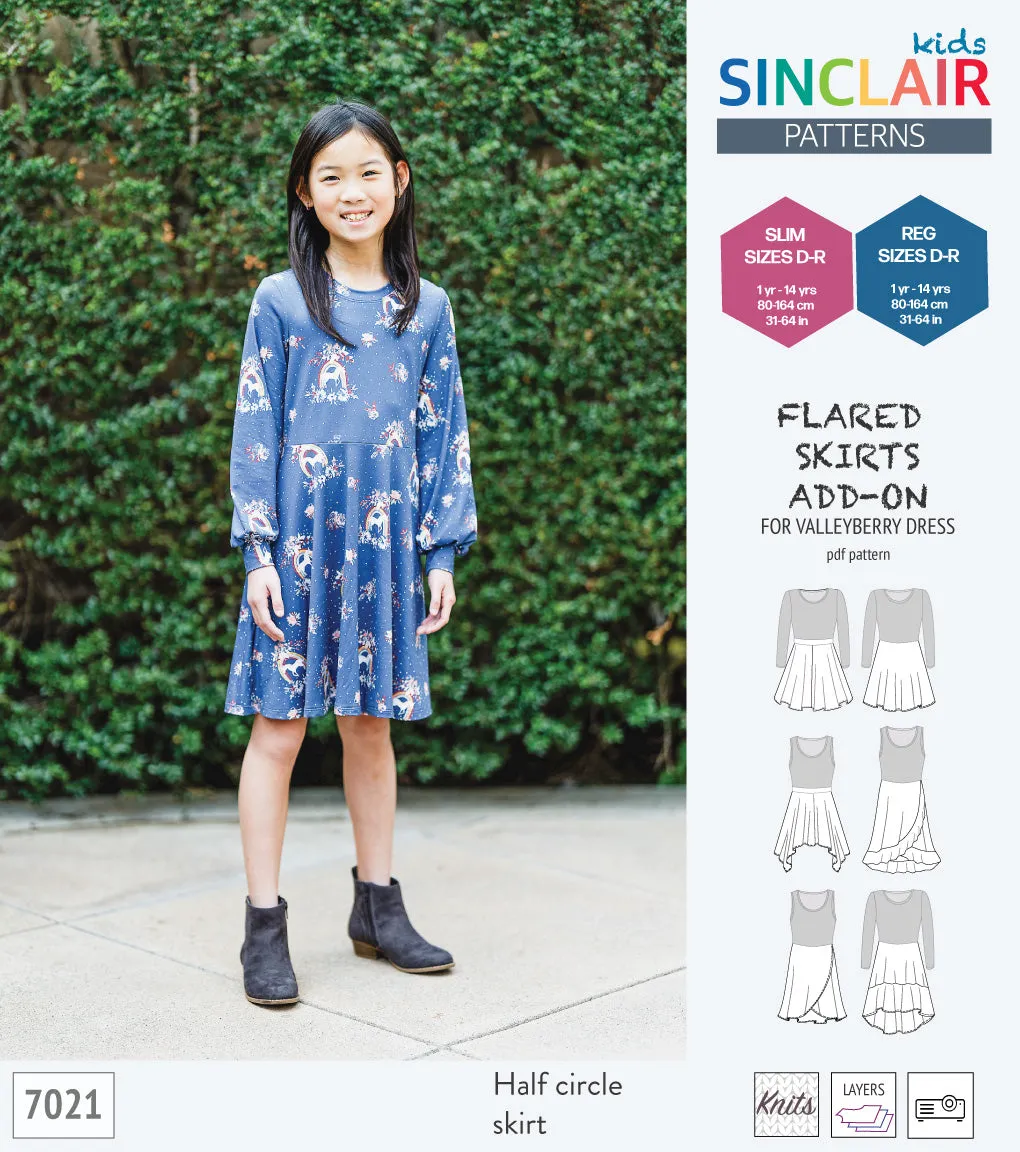 ADD-ON Flared skirts add-on pack for Valleyberry dress for children (PDF)