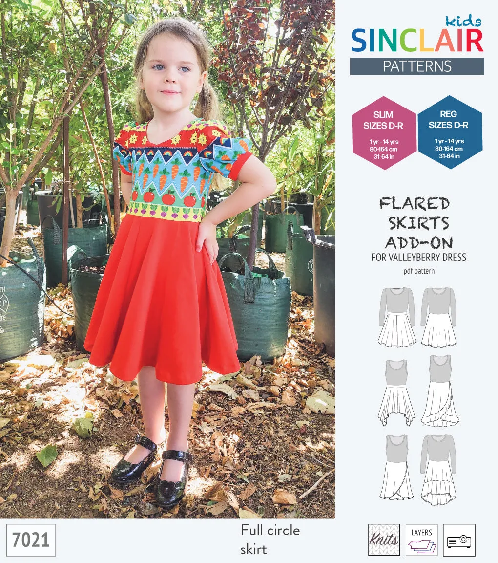 ADD-ON Flared skirts add-on pack for Valleyberry dress for children (PDF)