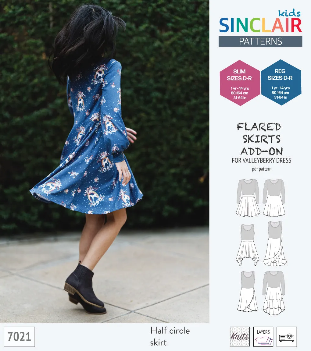 ADD-ON Flared skirts add-on pack for Valleyberry dress for children (PDF)