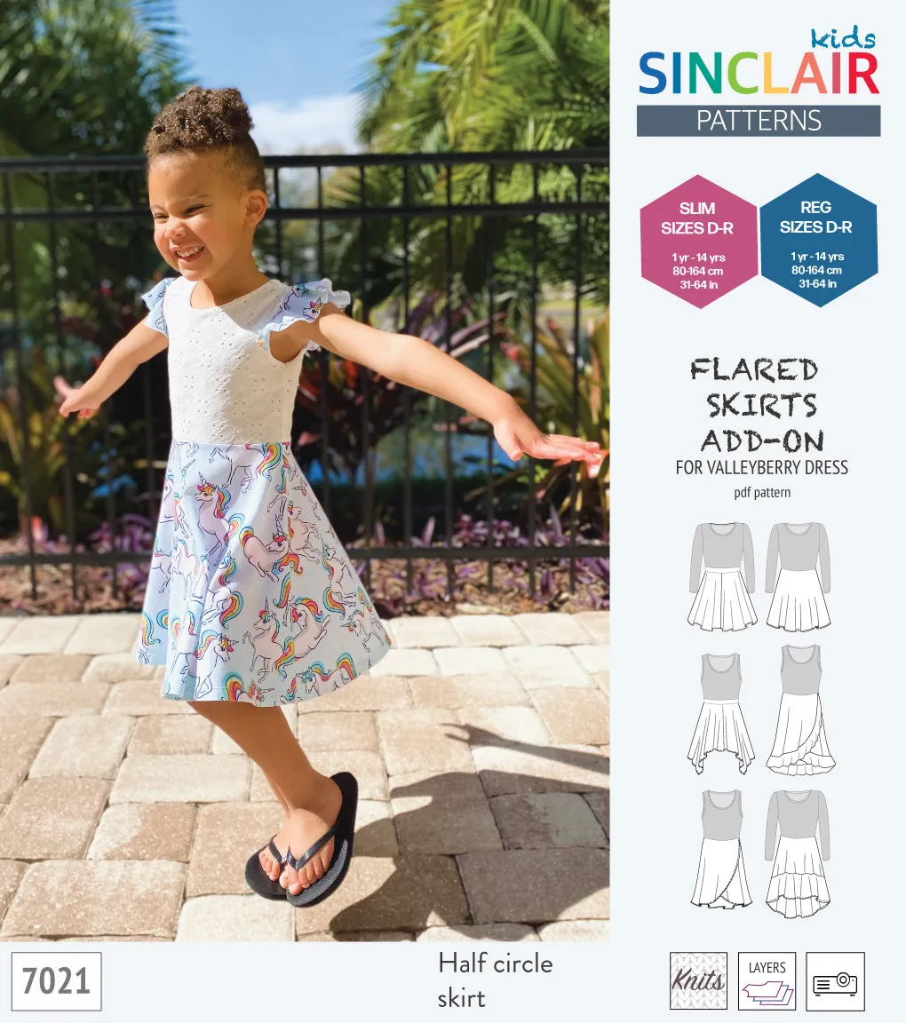 ADD-ON Flared skirts add-on pack for Valleyberry dress for children (PDF)