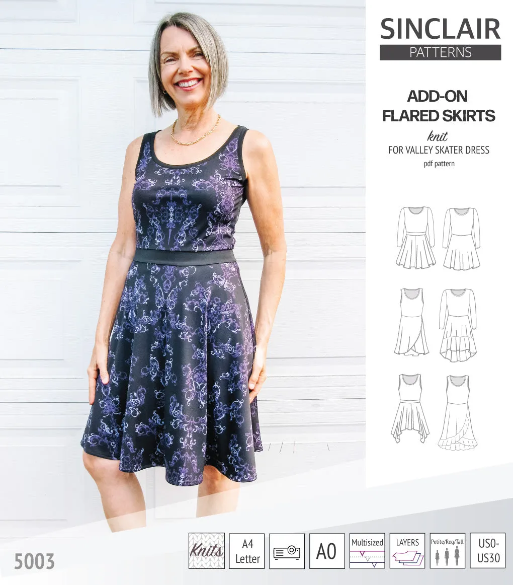 ADD-ON Flared skirts for Valley skater dress (PDF)