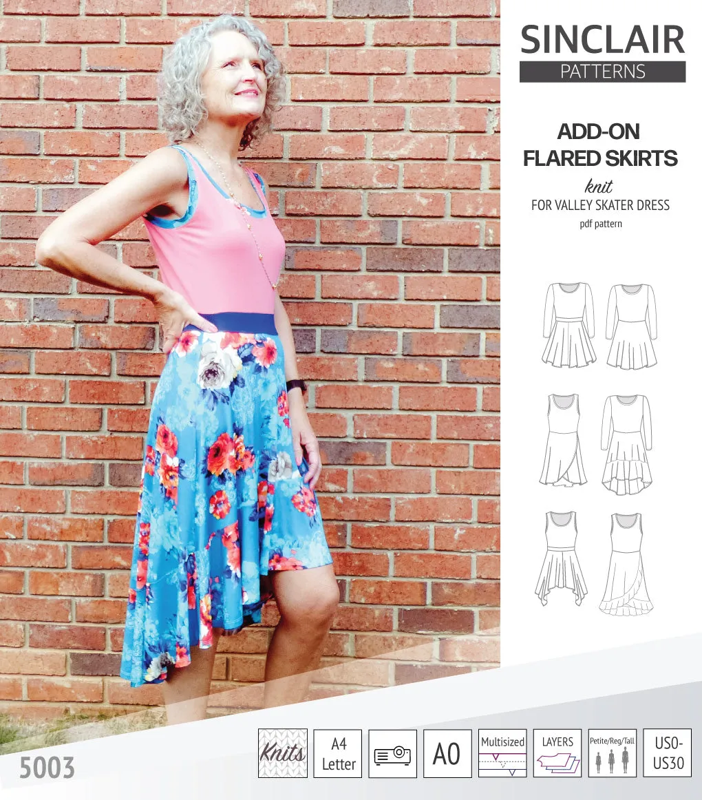 ADD-ON Flared skirts for Valley skater dress (PDF)