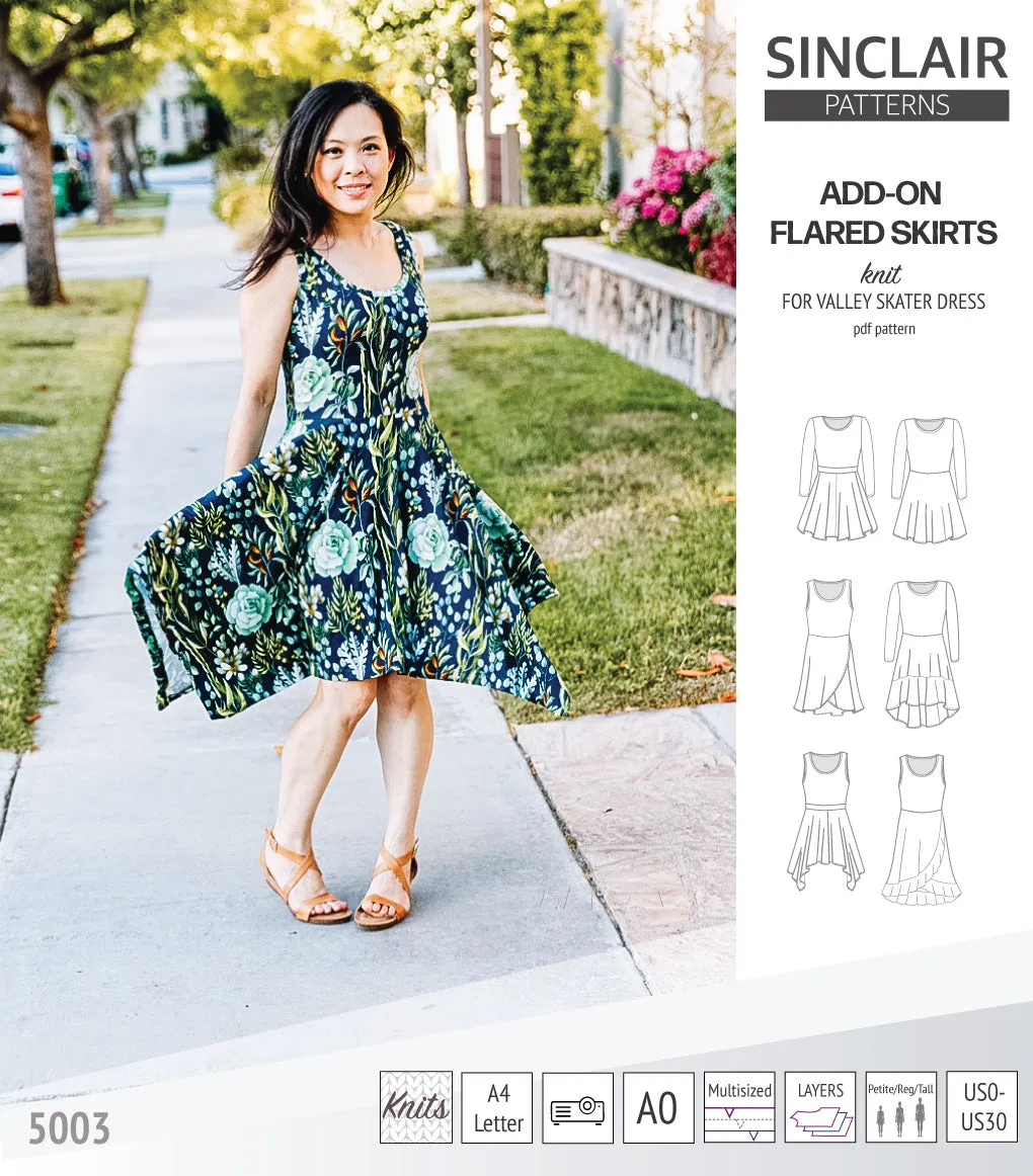 ADD-ON Flared skirts for Valley skater dress (PDF)