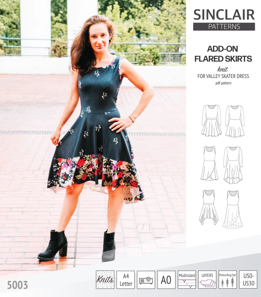 ADD-ON Flared skirts for Valley skater dress (PDF)