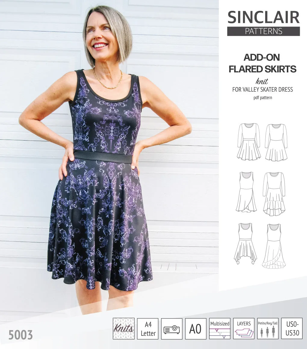 ADD-ON Flared skirts for Valley skater dress (PDF)