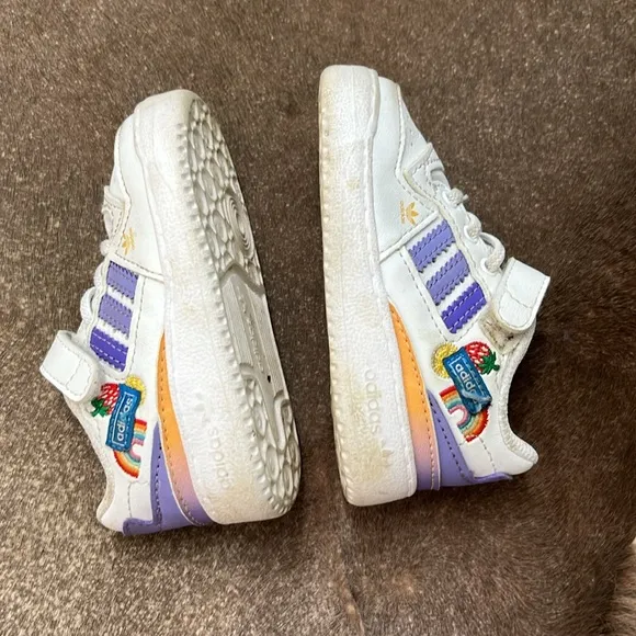 Adidas Forum Low 'Fruits &amp; Rainbow Patches' Low Top Lace Velcro Girls Sneakers