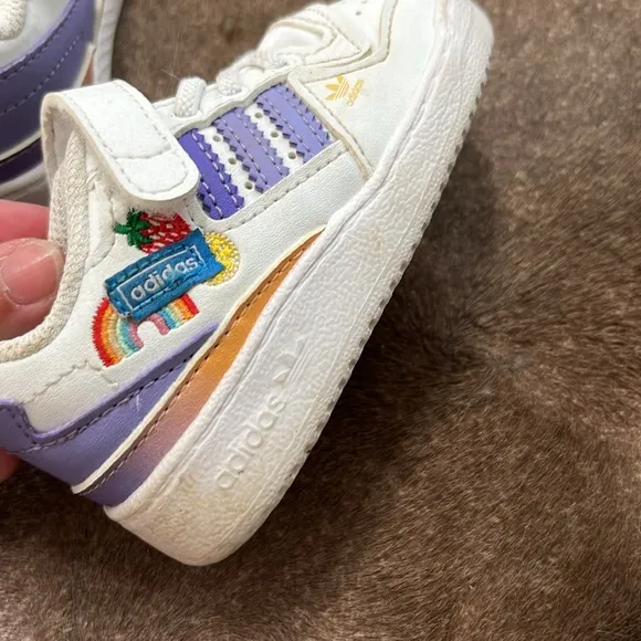 Adidas Forum Low 'Fruits &amp; Rainbow Patches' Low Top Lace Velcro Girls Sneakers