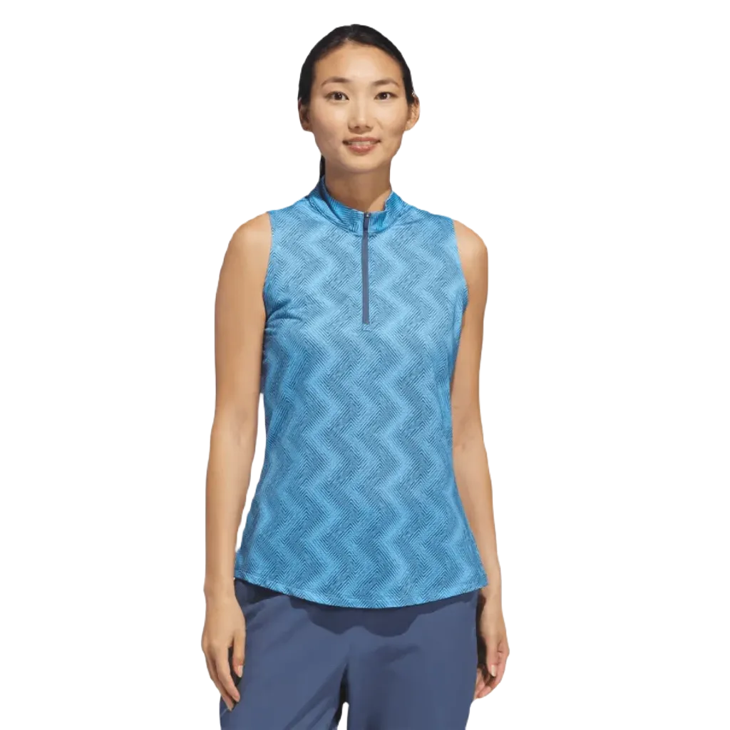 Adidas Ultimate365 Ladies Ottoman Printed Sleeveless Polo Shirt