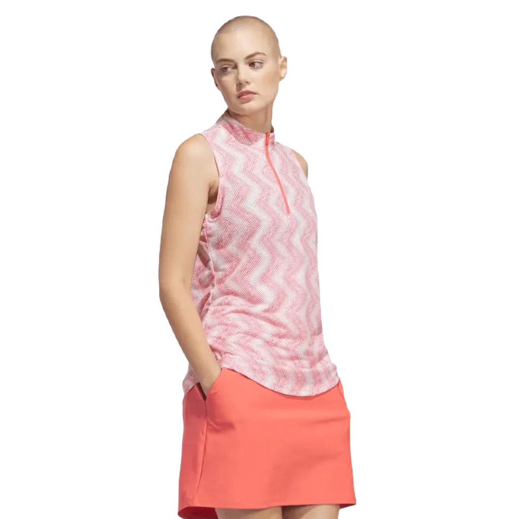 Adidas Ultimate365 Ladies Ottoman Printed Sleeveless Polo Shirt
