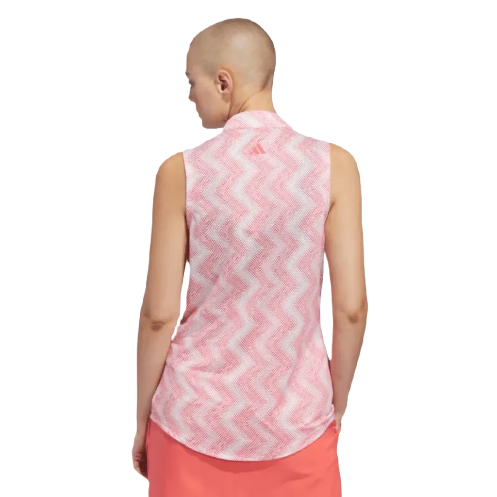 Adidas Ultimate365 Ladies Ottoman Printed Sleeveless Polo Shirt