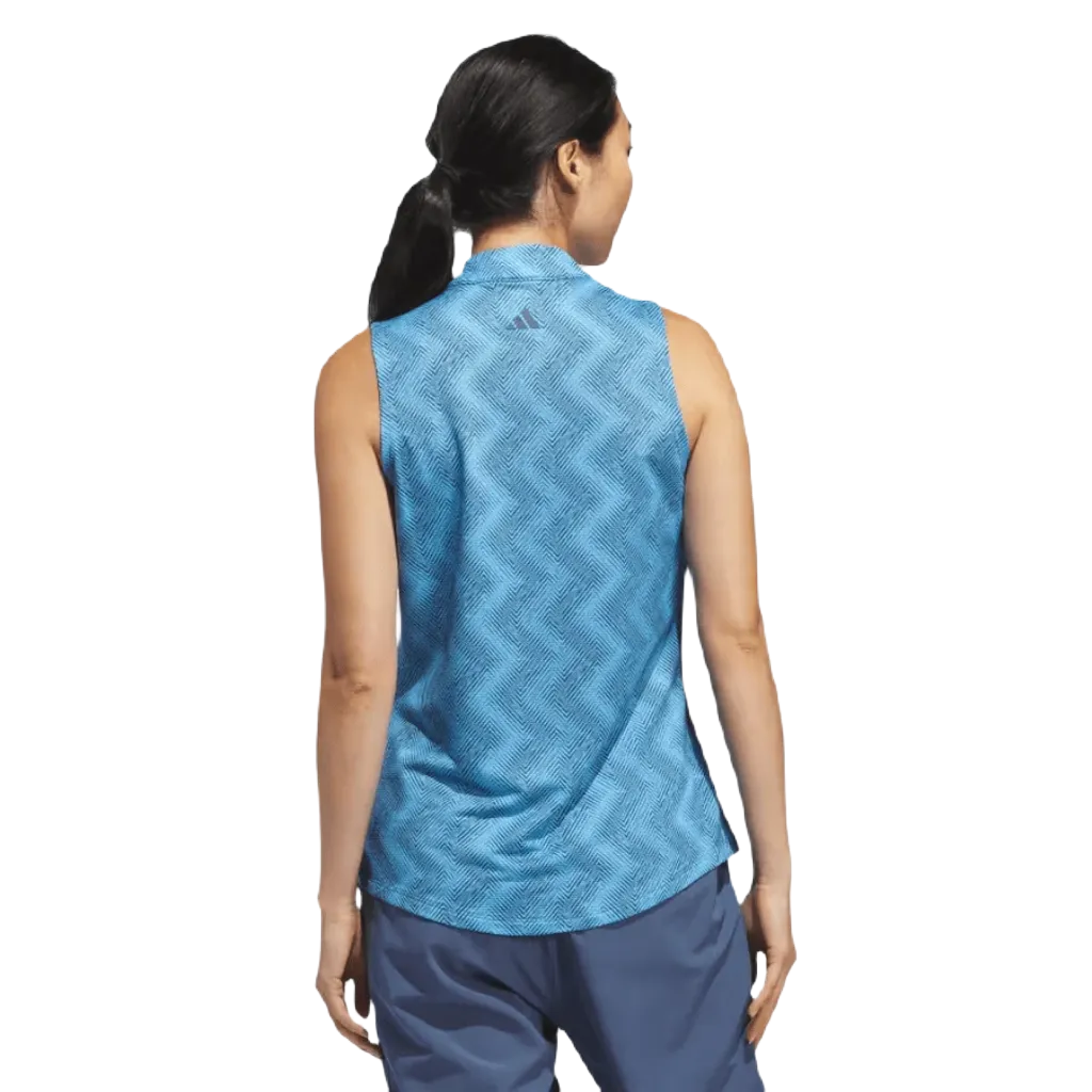 Adidas Ultimate365 Ladies Ottoman Printed Sleeveless Polo Shirt