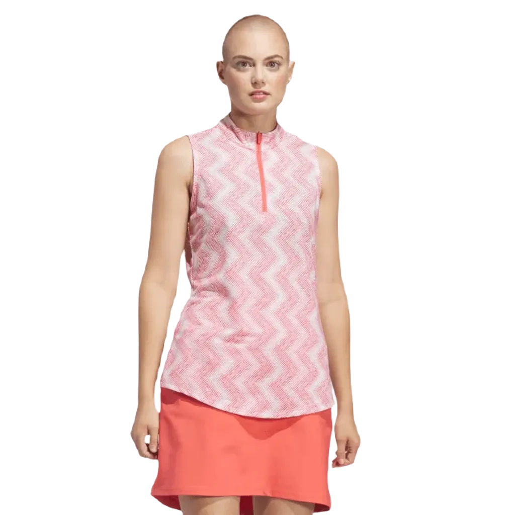 Adidas Ultimate365 Ladies Ottoman Printed Sleeveless Polo Shirt