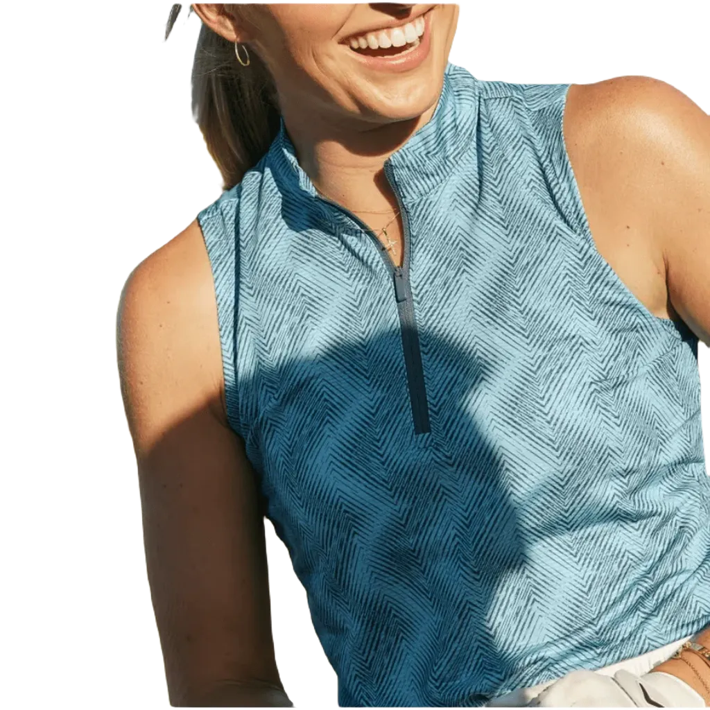 Adidas Ultimate365 Ladies Ottoman Printed Sleeveless Polo Shirt