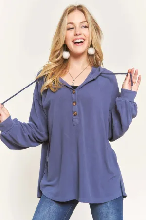 ADORA Henley Hoodie Tunic Top