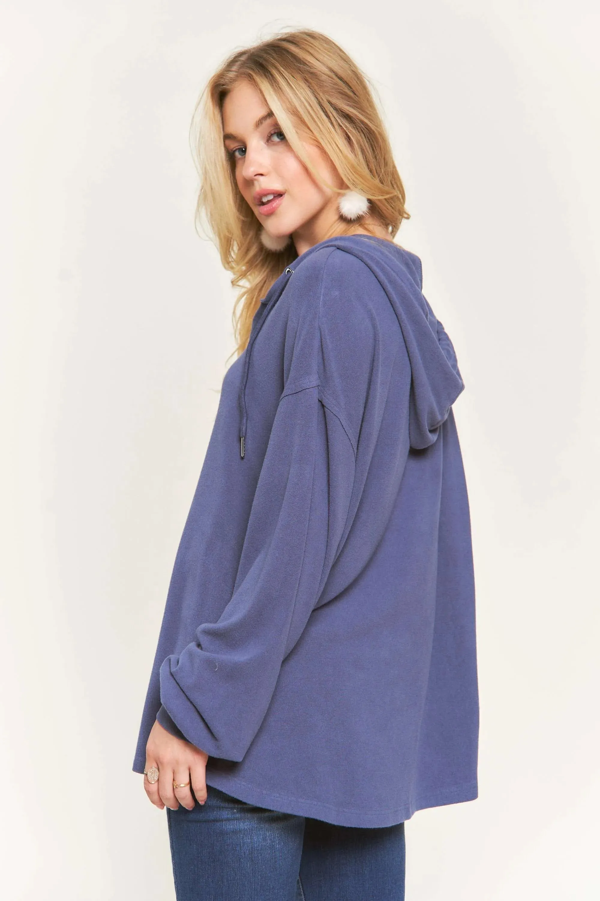 ADORA Henley Hoodie Tunic Top
