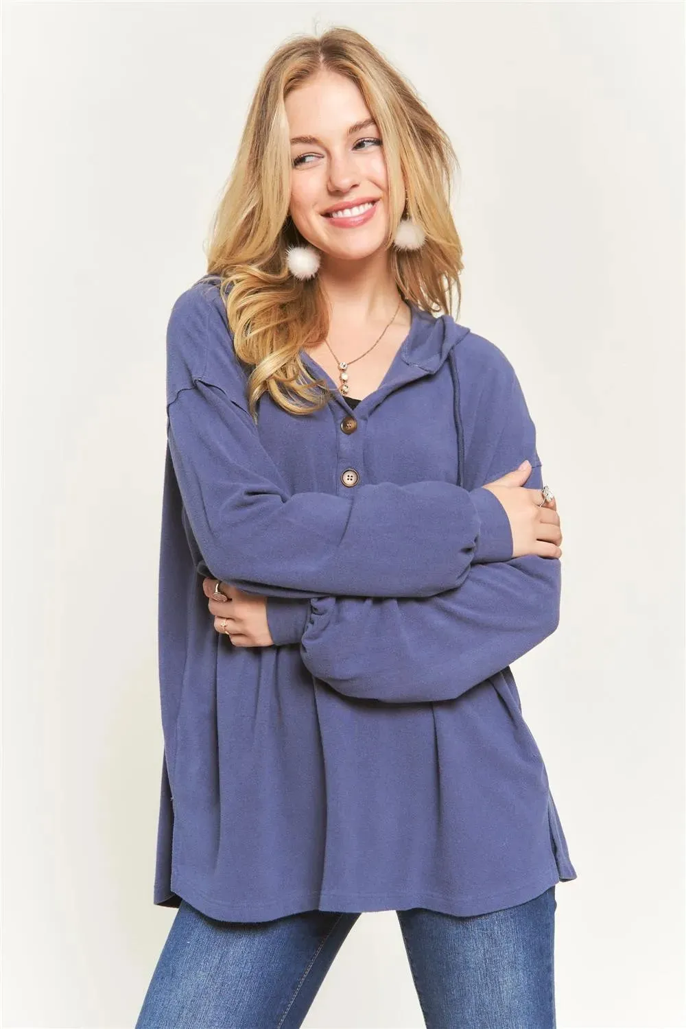ADORA Henley Hoodie Tunic Top