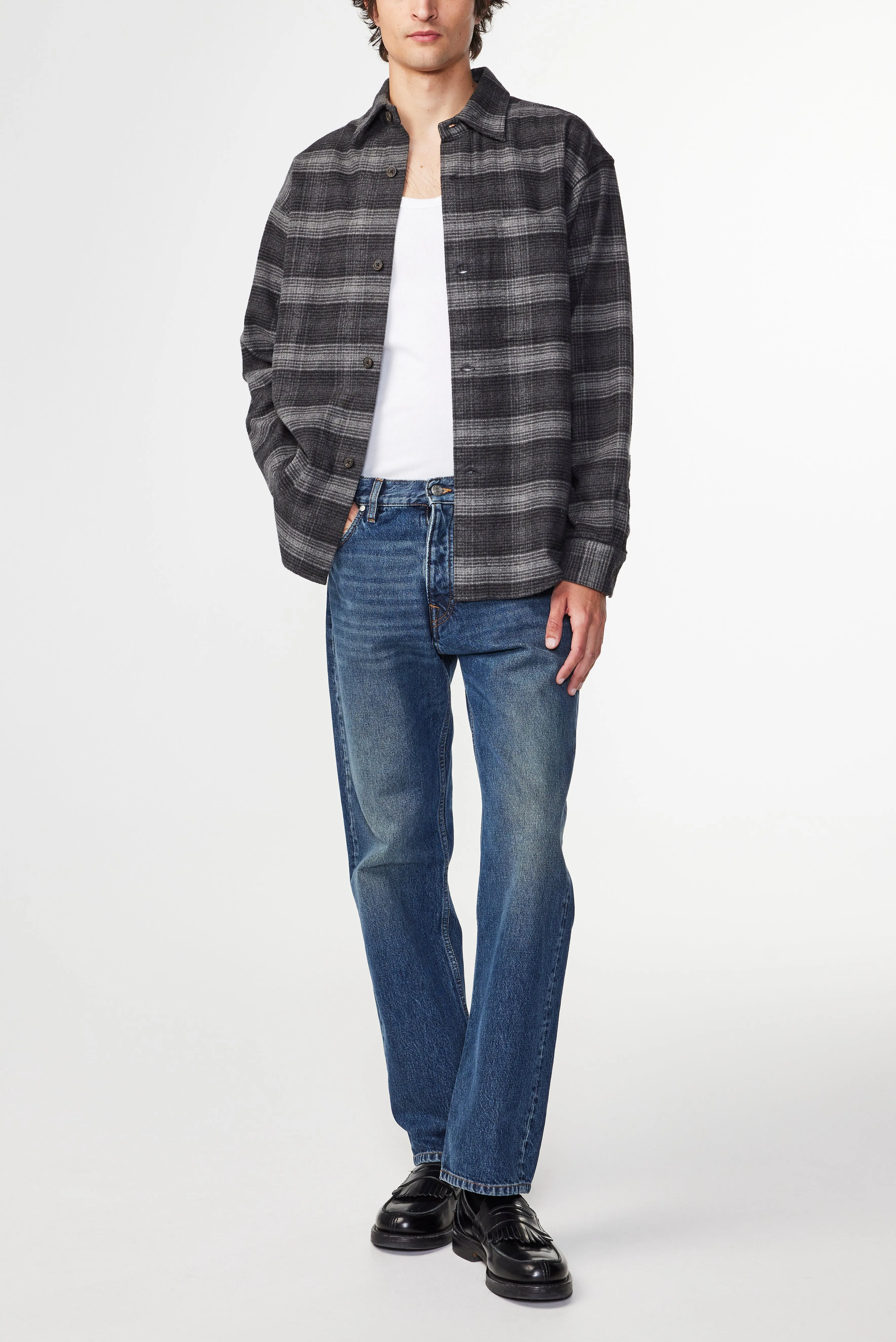 Adwin 5292 Dark Grey Flannel Check Shirt