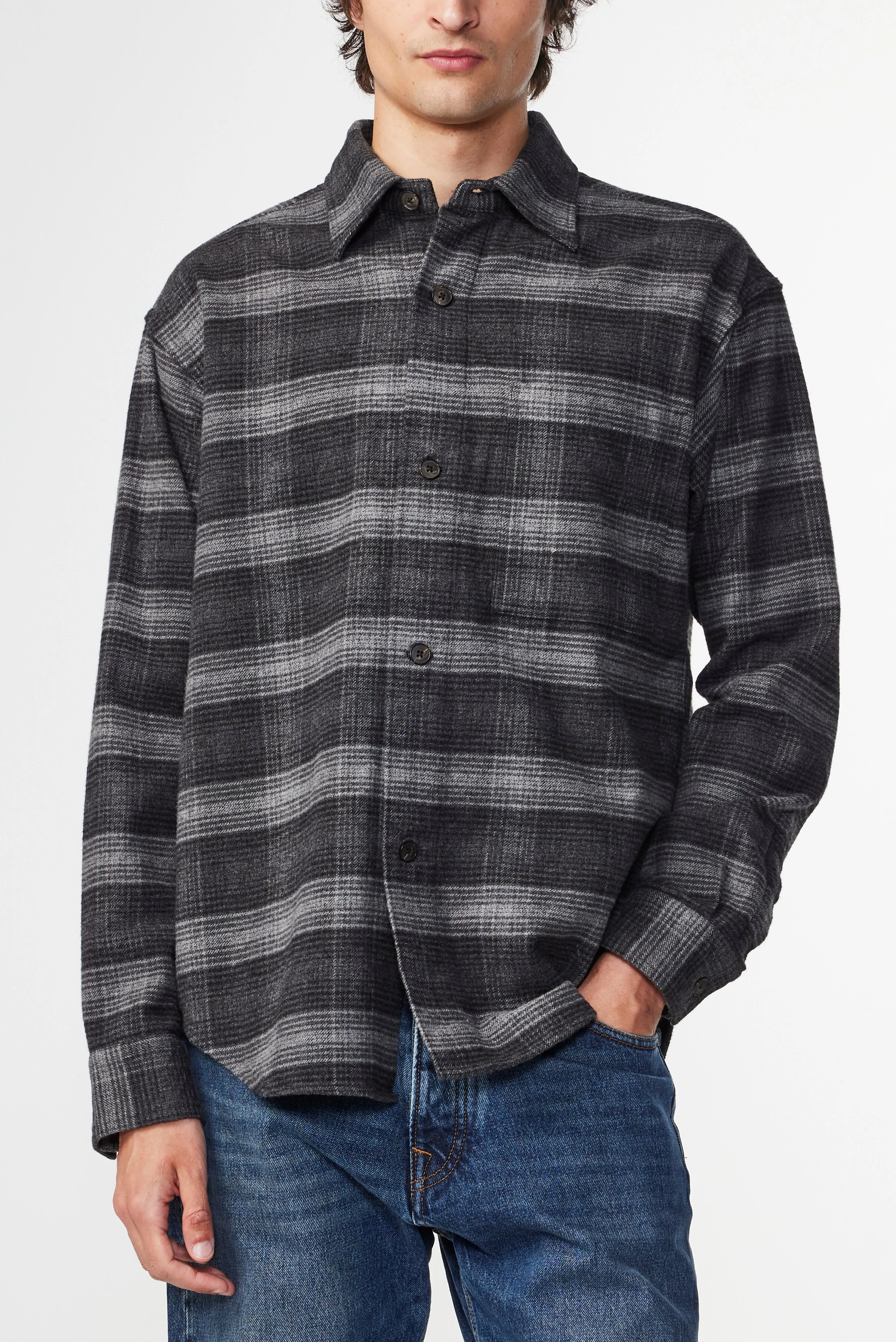 Adwin 5292 Dark Grey Flannel Check Shirt