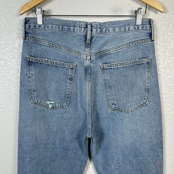 AGOLDE Womens 90s Distressed Crop Jeans in Suspend Wash Size 28