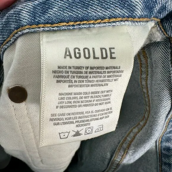 AGOLDE Womens 90s Distressed Crop Jeans in Suspend Wash Size 28