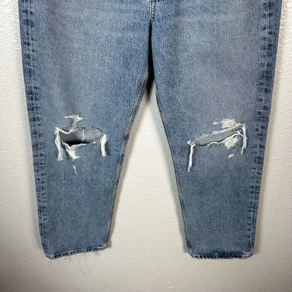 AGOLDE Womens 90s Distressed Crop Jeans in Suspend Wash Size 28