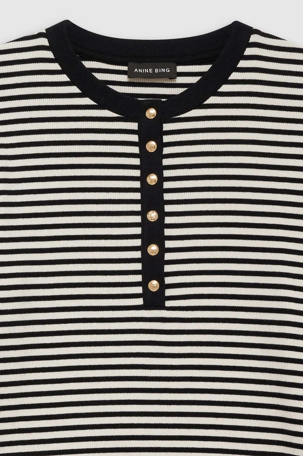 Alessia Long Sleeve Tee - Cream And Black Stripe