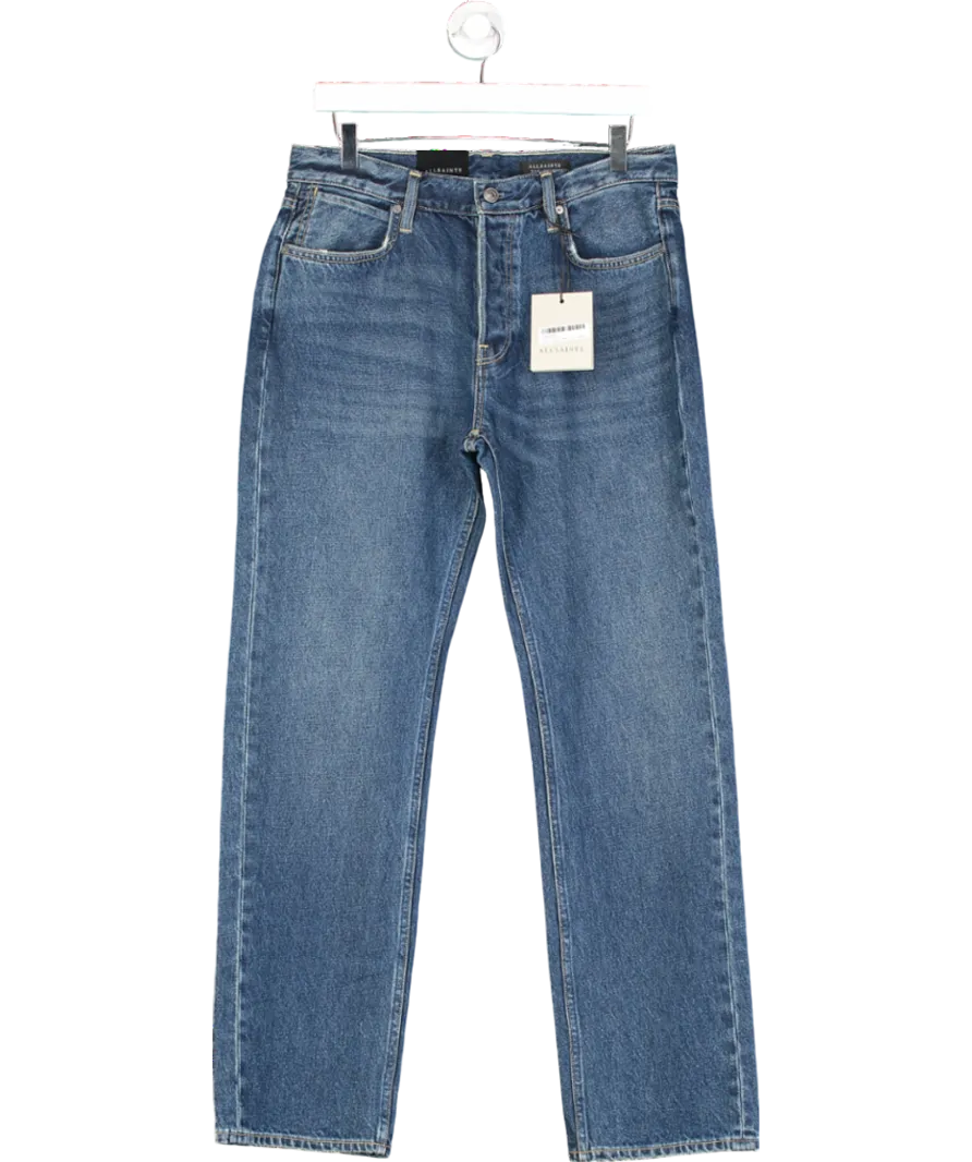 All Saints Blue Reid Straight Fit Denim Jeans W30