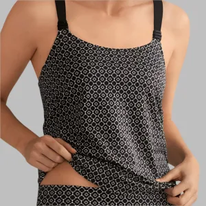 Amoena Ayon Pocketed Mastectomy Tankini - Black & White 71116