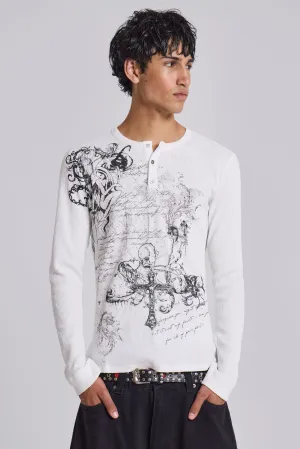 Anointed White Waffle Henley Tee