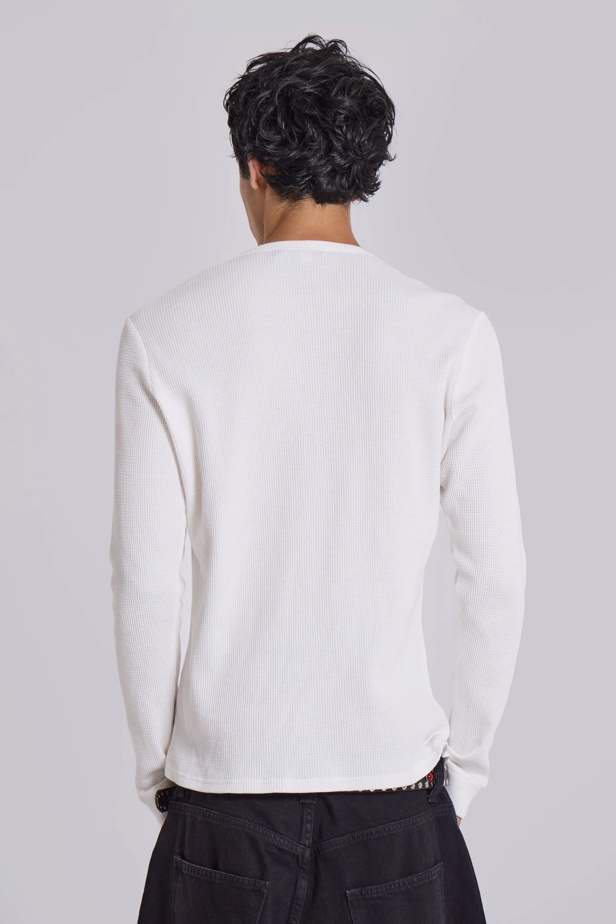 Anointed White Waffle Henley Tee