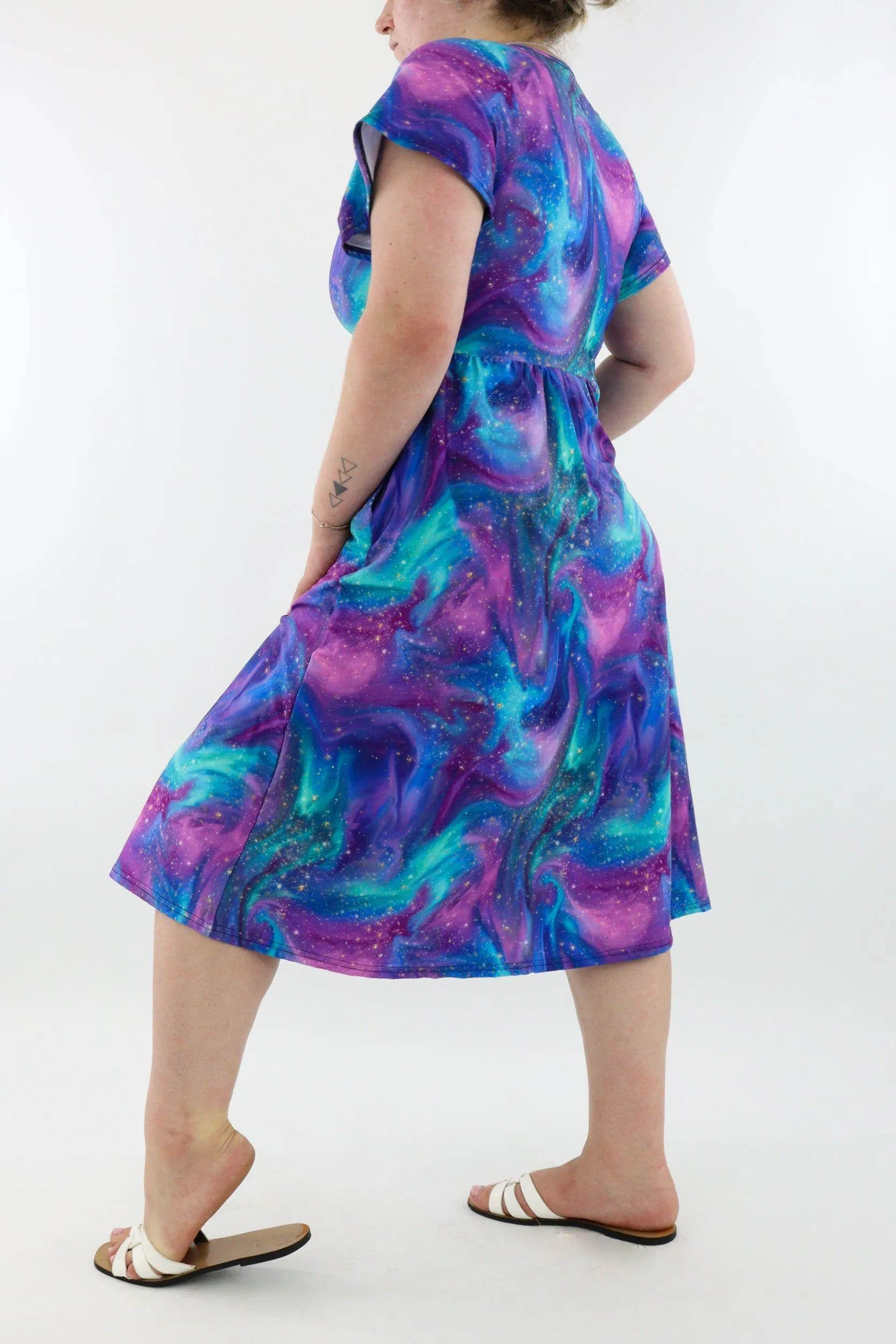 Aurora Sky - A-Line Dress - Midi Length - Side Pockets