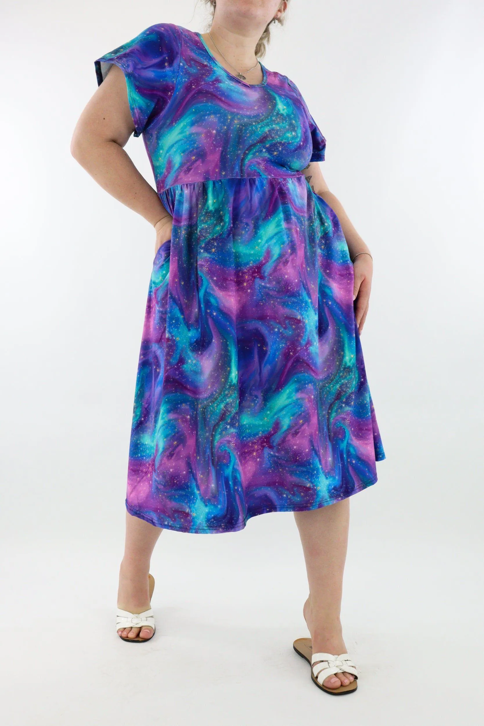 Aurora Sky - A-Line Dress - Midi Length - Side Pockets
