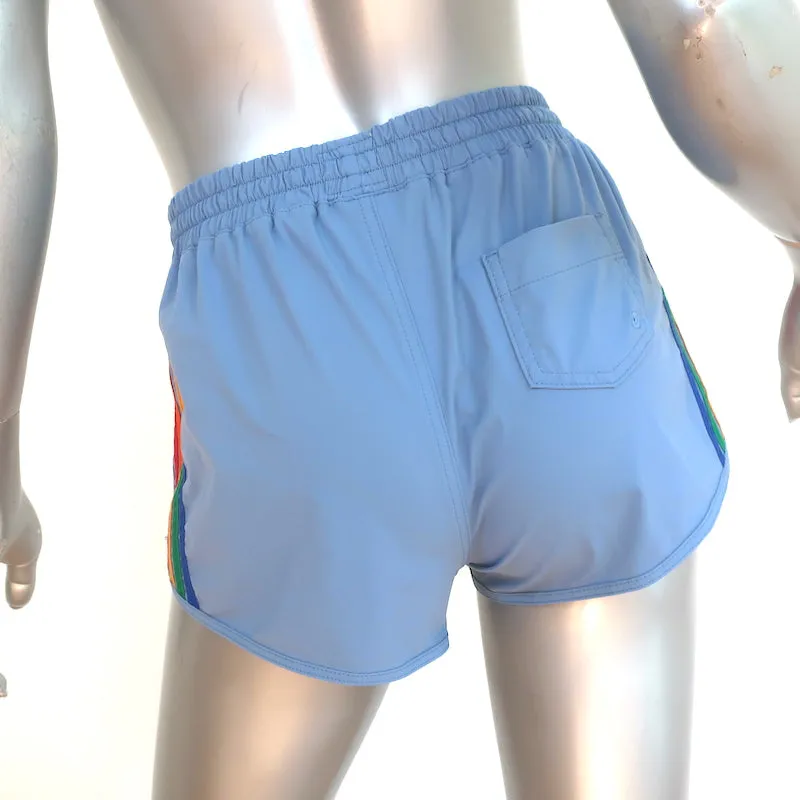 Aviator Nation 5 Stripe Flex Board Shorts Island Blue Size Small