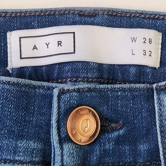 AYR The Chiller Skinny Jeans Womens 28 Medium Wash Blue Mid Rise Stretch
